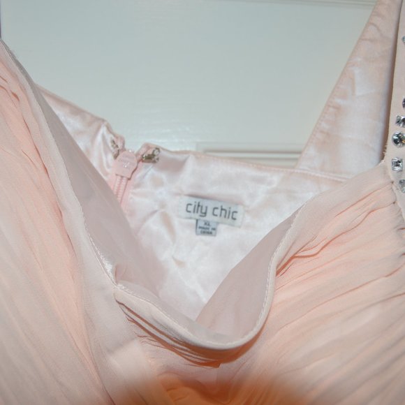 Pink Chiffon and Rhinestone Formal Dress (size 22) - Picture 4 of 5